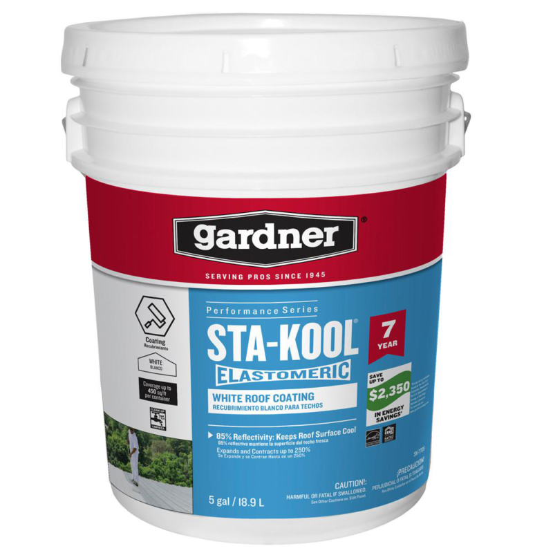 5 Gal Elastomeric White Reflective Roof Coating RV Rubber Metal Mobile Sealant